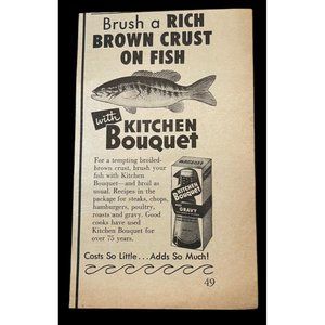 Kitchen Bouquet Print Ad Vintage 1955 Fish Brown Gravy Kitchen Food Decor